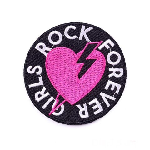 Girls rock forever iron on embroidery patches