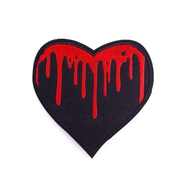 Red heart iron on embroidery patches