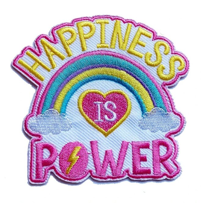 Happiness is power iron on embroidery patches