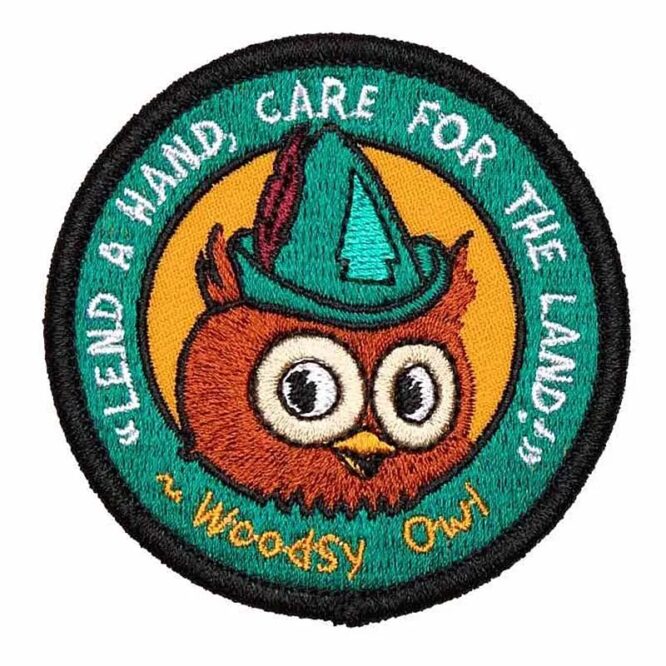 Woodsy owl lend a hand iron on embroidery patches