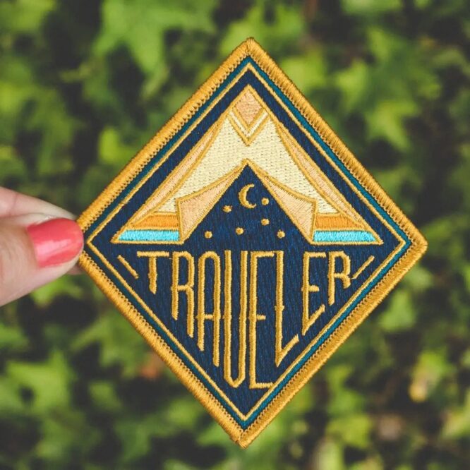 Traveler iron on embroidery patches