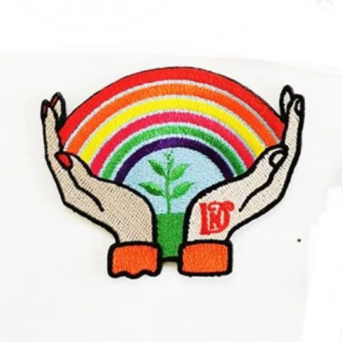 Hand rainbow  iron on embroidery patches