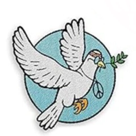 White dove iron on embroidery patches