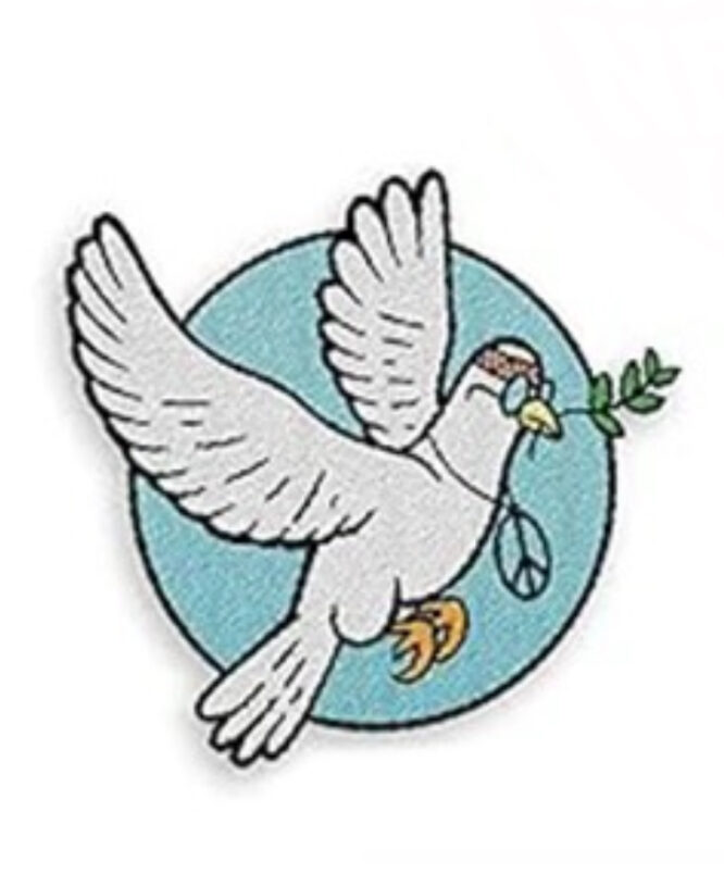 White dove iron on embroidery patches
