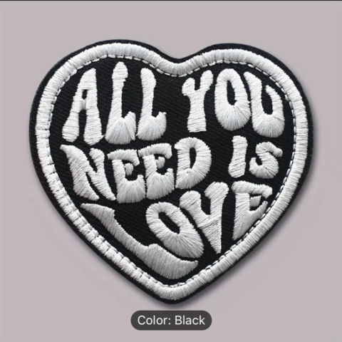 All you need is love iron on embroidery patches