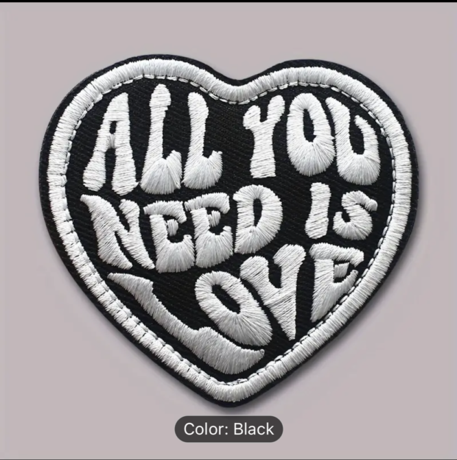 All you need is love iron on embroidery patches