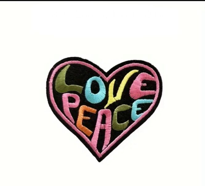 Love peace heart iron on embroidery patches