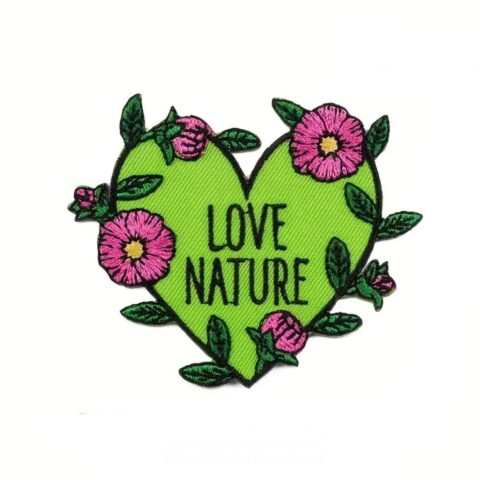 Love nature heart iron on embroidery patches