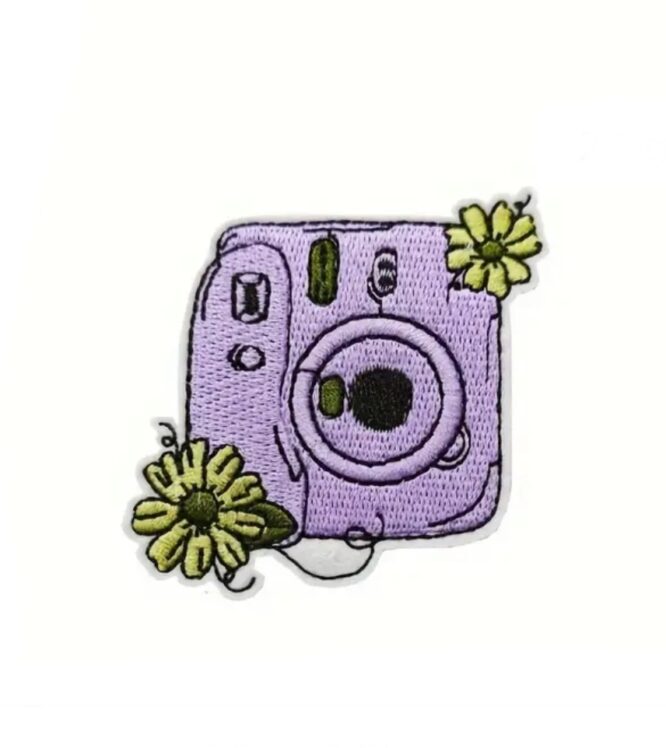Purple Camera iron on embroidery patches