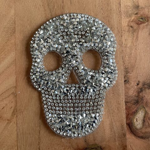 Silver skull rhinestone iron on patches