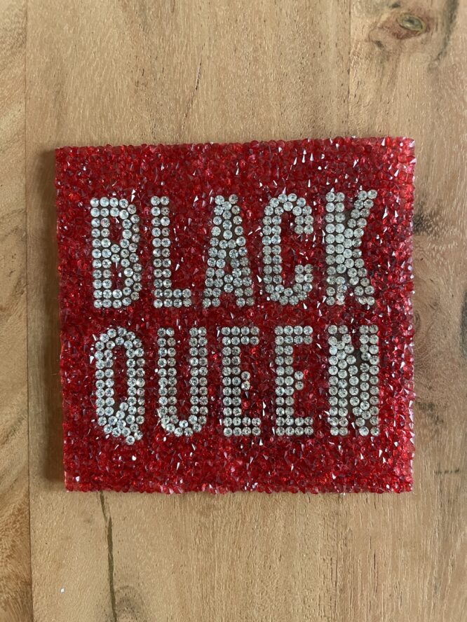Black queen rhinestone patches