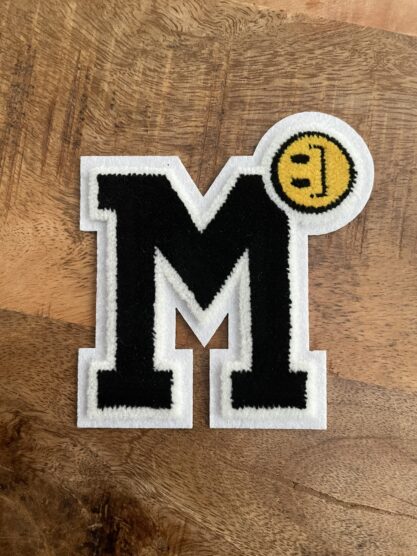 Black M smooth chenille iron on patches
